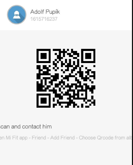 Můžete sdílet svůj QR kamarádům - MiFit