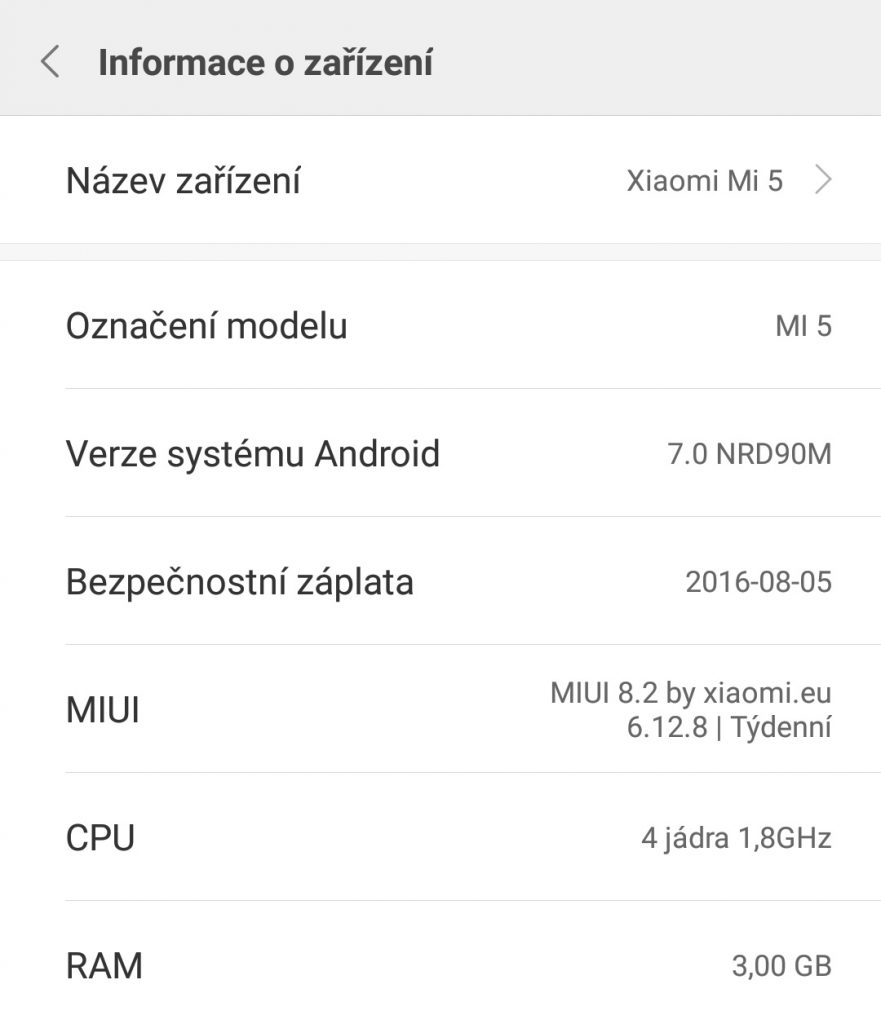 Android 7 Nougat v mobilu Xiaomi Mi5