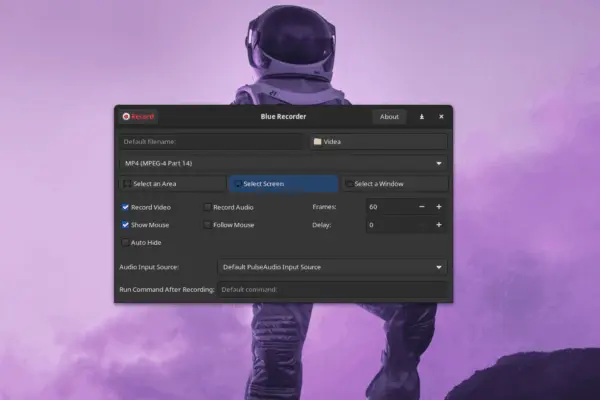 Blue Recorder umí v linuxu zaznamenat dění obrazovky do videa