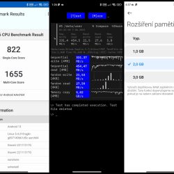 Test výkonu mobilu v Geekbench 6, test pamětí s CPDT Benchmark a rozšíření paměti RAM