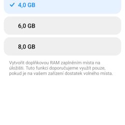 Funkce rozšíření RAM skrze interní úložiště mobilu