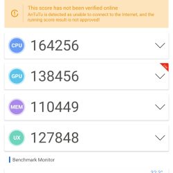 Test výkonu v AnTuTu Benchmark, bylo možné použít jen 3D Bench Lite