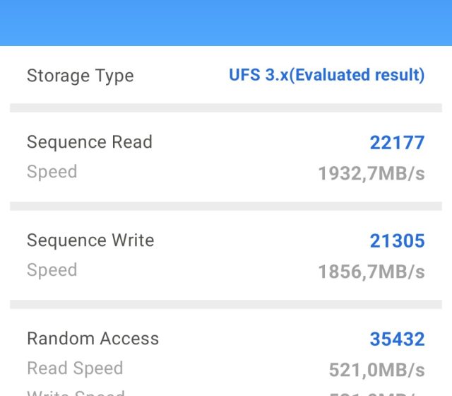 Test úložiště v AnTuTu Storage Test