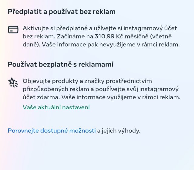 Předplatné za Instagram