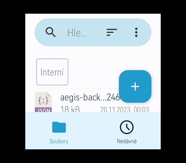Vyberte soubor se zálohou z mobilu.