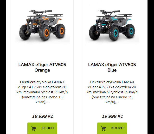 Čtyřkolka v oficiálním e-shopu