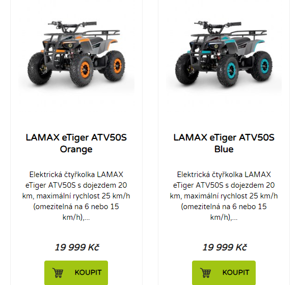 Čtyřkolka v oficiálním e-shopu