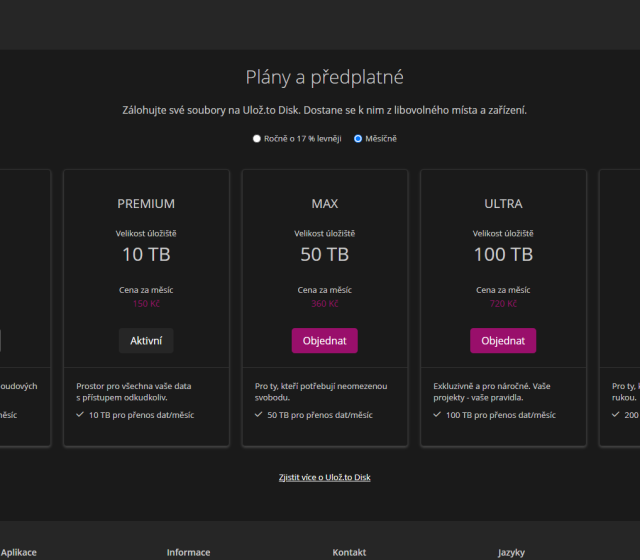 Ceny při platbě jednou za rok