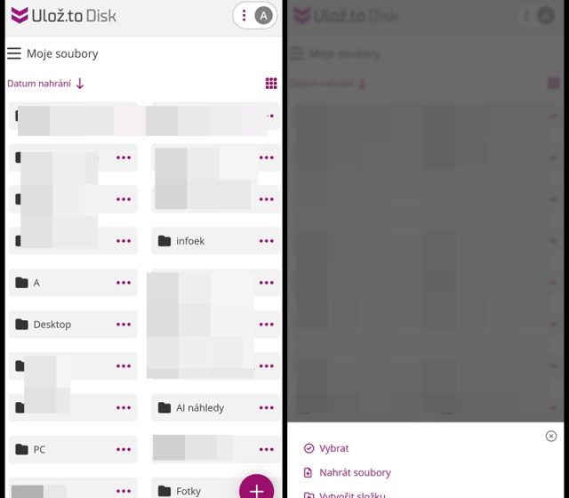 Webová verze na mobilu