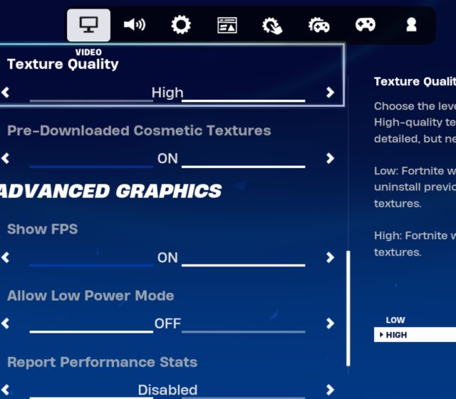 Maximální grafické nastavení hry Fortnite v mobilu Oppo Find N2 Flip