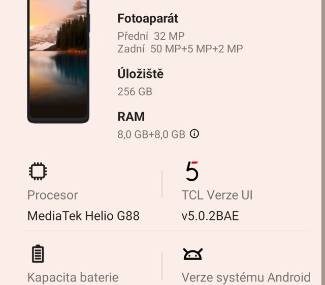 Informace o mobilu TCL 40 NXTPAPER