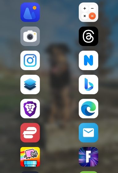 Menu s jakoukoliv aplikací či hrou