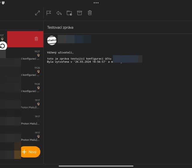 eM Client na tabletu