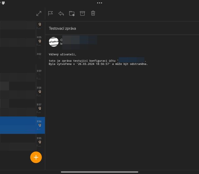 eM Client na tabletu