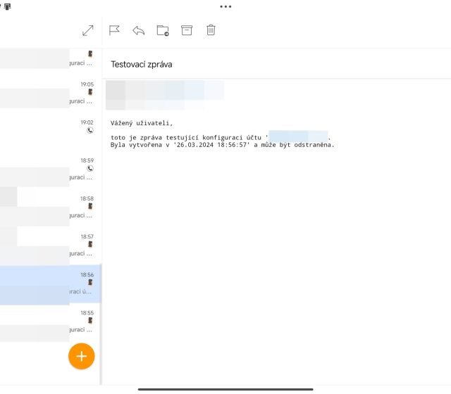eM Client na tabletu