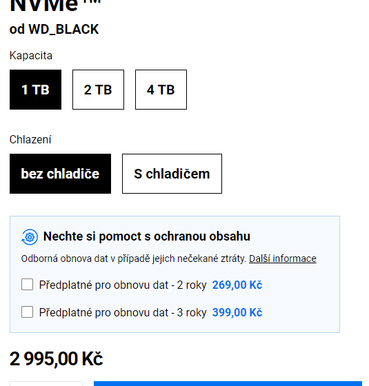 SSD v e-shopu výrobce