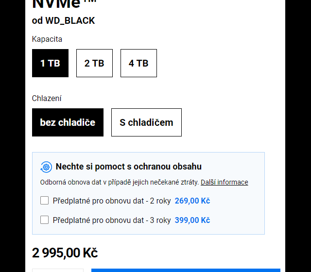 SSD v e-shopu výrobce
