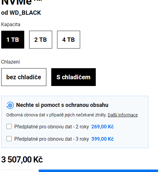 SSD v e-shopu výrobce