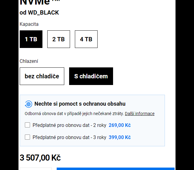 SSD v e-shopu výrobce