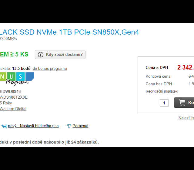 SSD v e-shopu softcom.cz