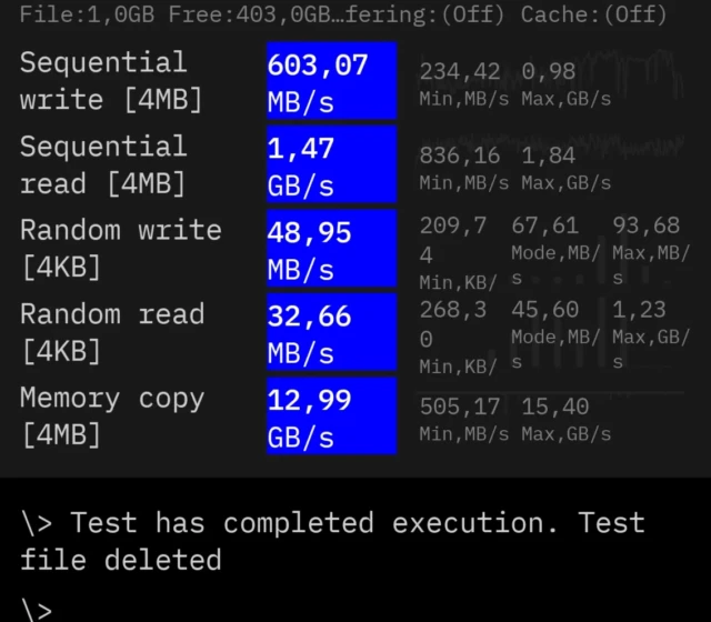 Test interního úložiště v CPDT