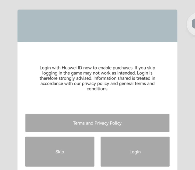 Stačí vybrat "Login" pro připojení Huawei účtu