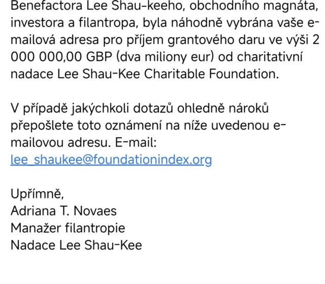 Screenshot e-mailu